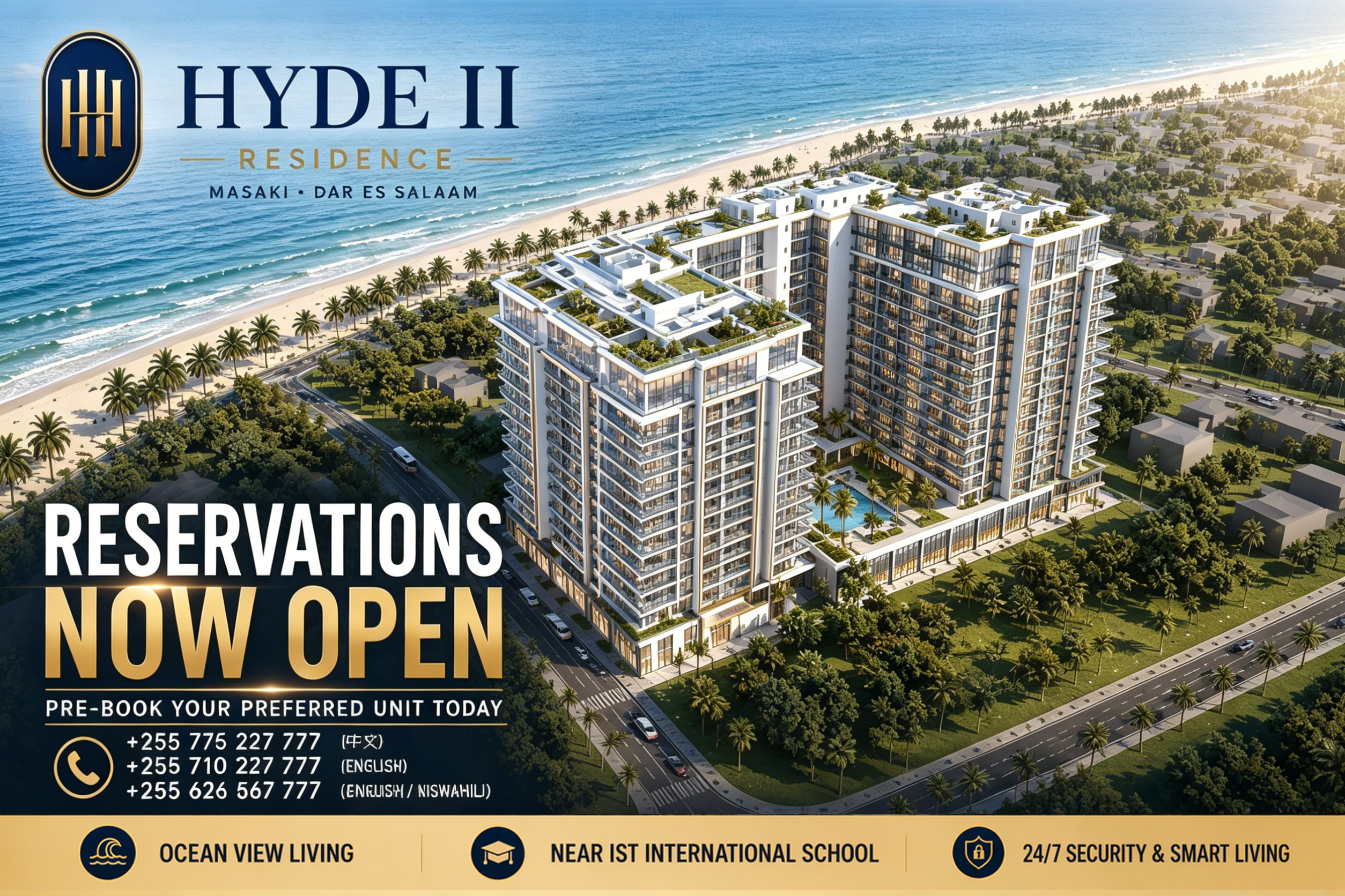 Luxury residential building exterior with modern architecture, high-end housing development