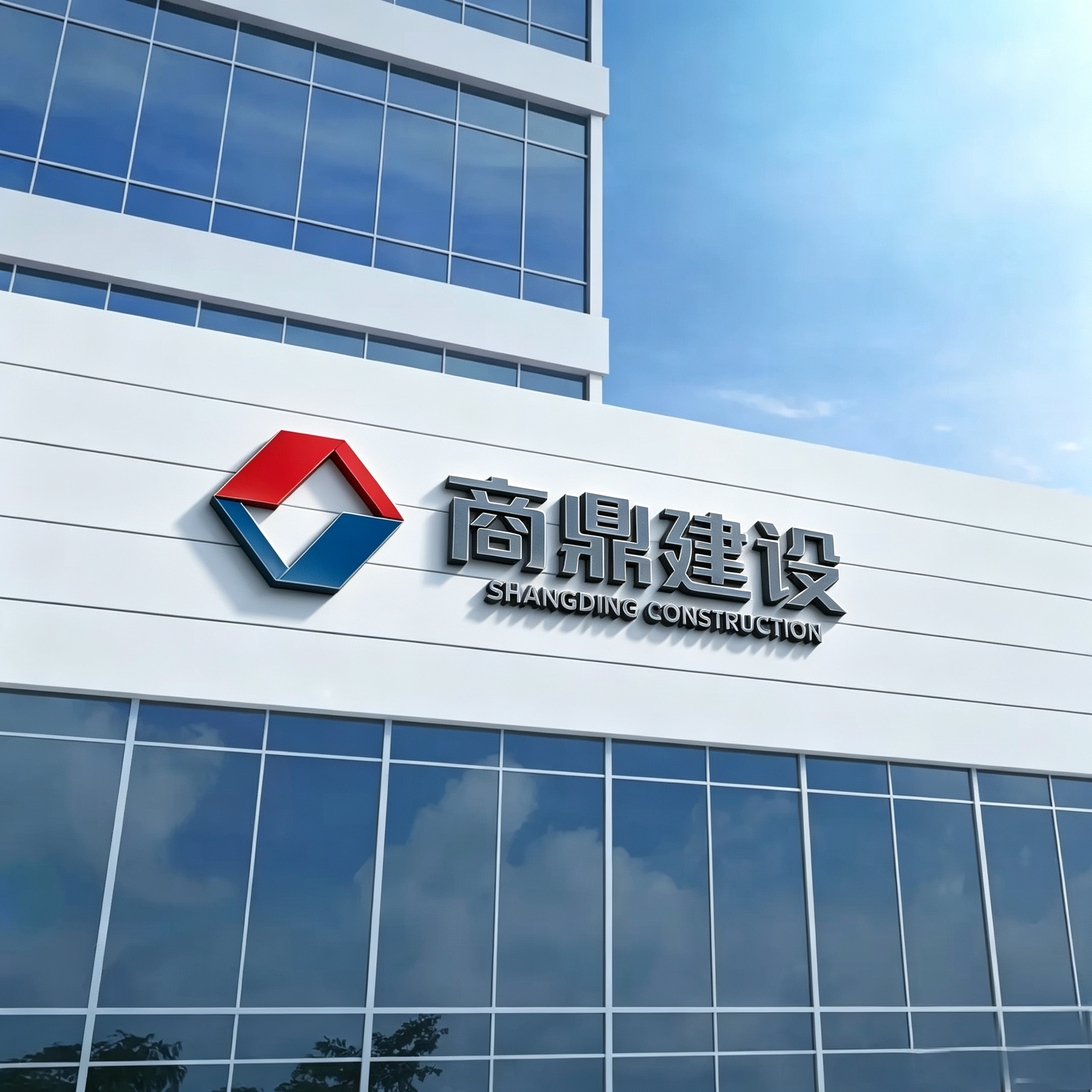 Corporate headquarters building with modern architecture and glass facade, professional business environment